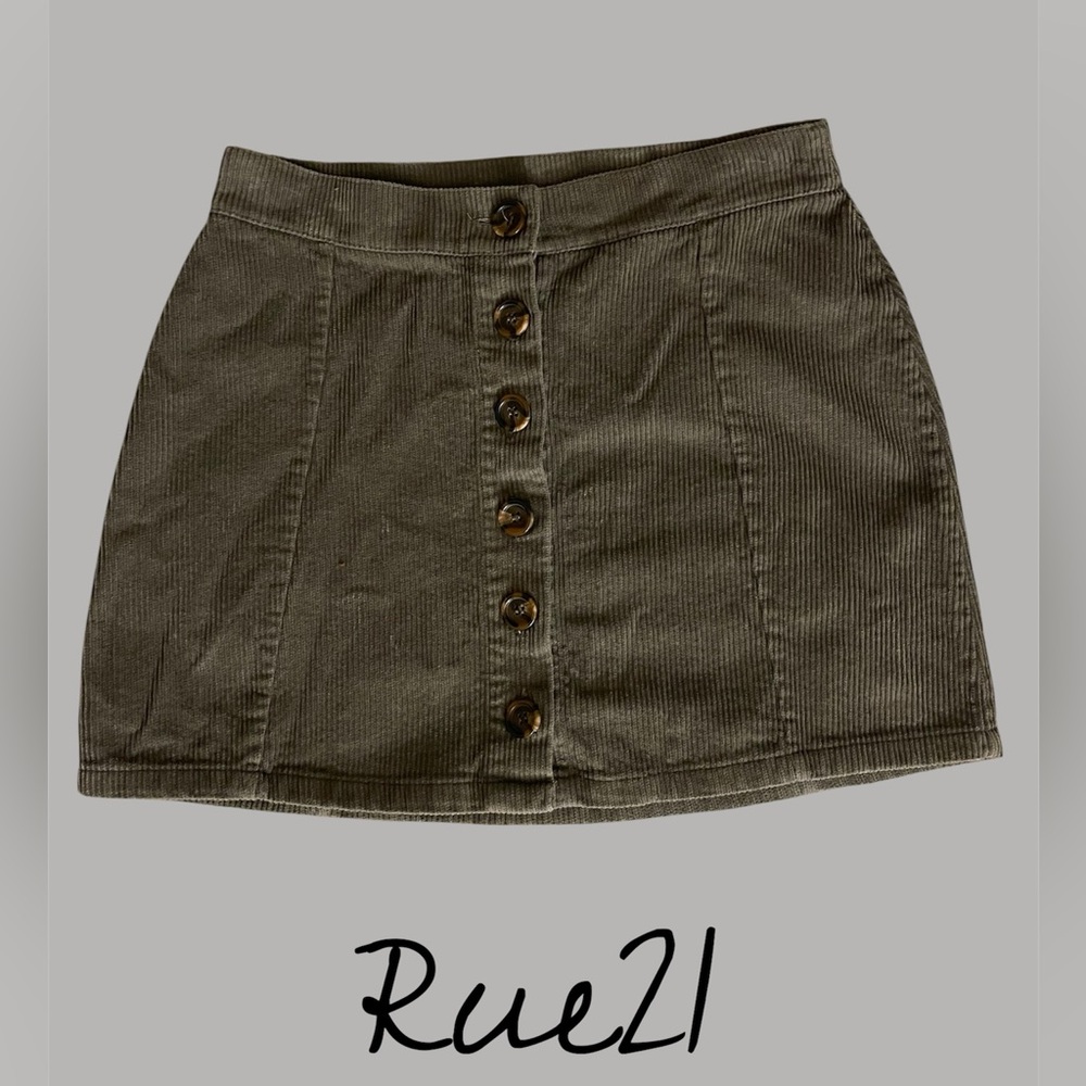 Rue21 Olive Button-Front Mini Skirt